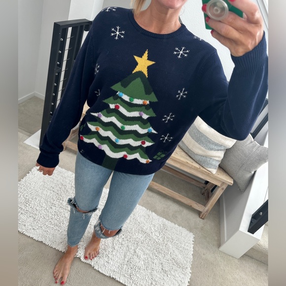 Route 66 Men’s Navy Festive Christmas Tree Holiday Ugly Sweater Party Winter M - Picture 3 of 11